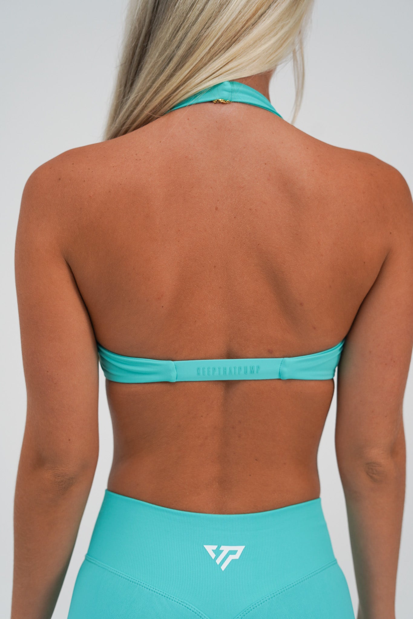TWIST HALTER BRA - AQUA